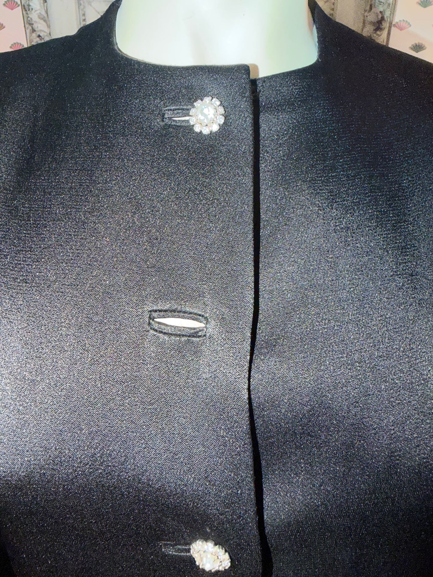 Iris Apfel's Vintage Nina Ricci Haute Couture Black Gown with Crystal Buttons