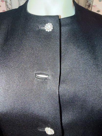 Iris Apfel's Vintage Nina Ricci Haute Couture Black Gown with Crystal Buttons