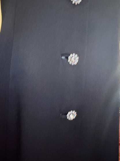 Iris Apfel's Vintage Nina Ricci Haute Couture Black Gown with Crystal Buttons