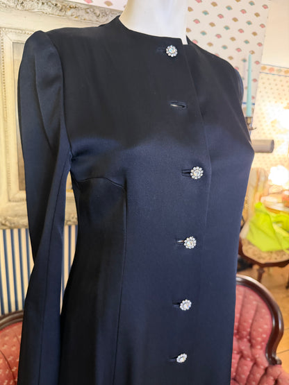 Iris Apfel's Vintage Nina Ricci Haute Couture Black Gown with Crystal Buttons