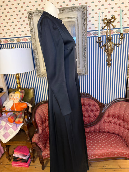 Iris Apfel's Vintage Nina Ricci Haute Couture Black Gown with Crystal Buttons