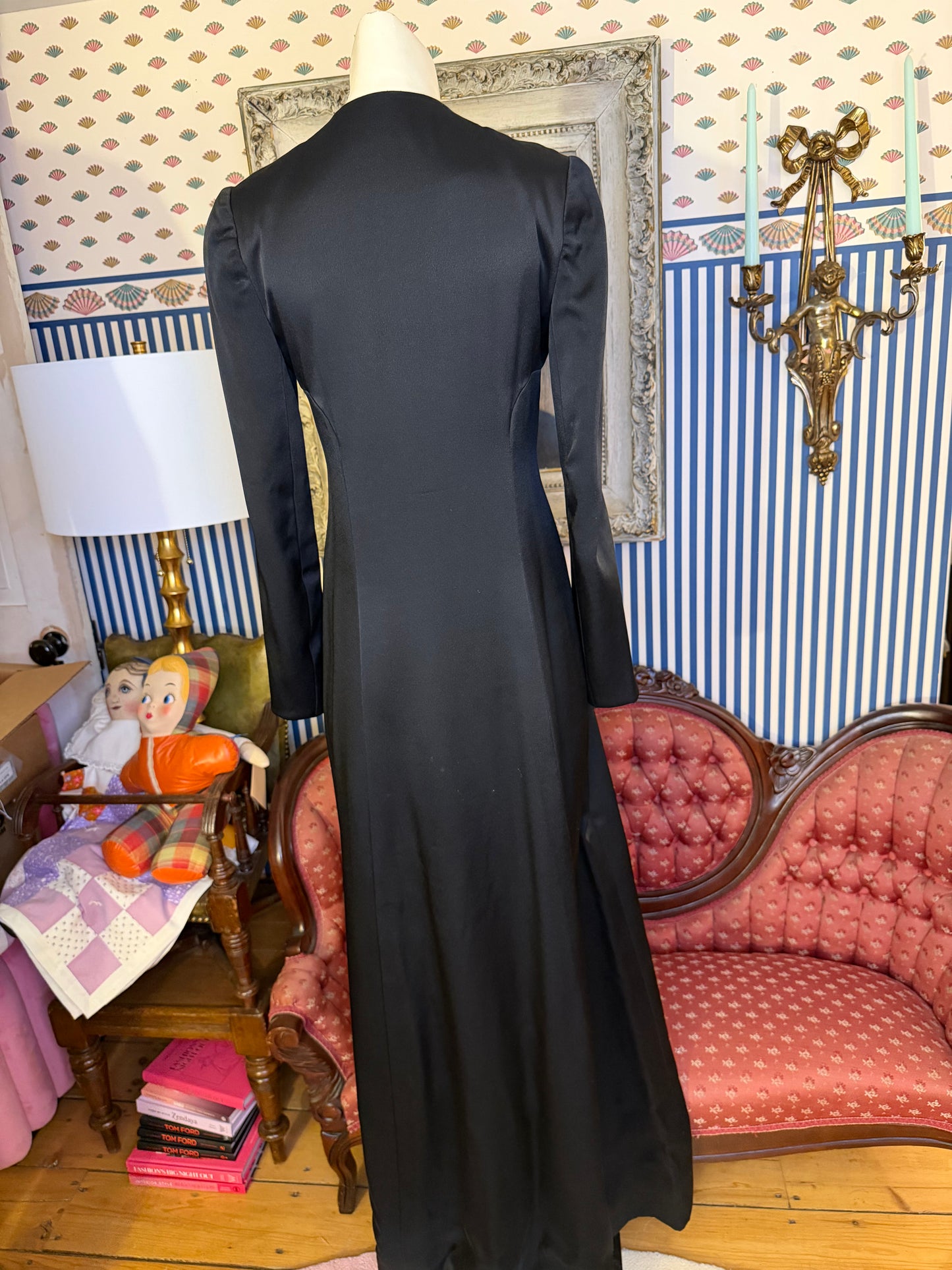 Iris Apfel's Vintage Nina Ricci Haute Couture Black Gown with Crystal Buttons