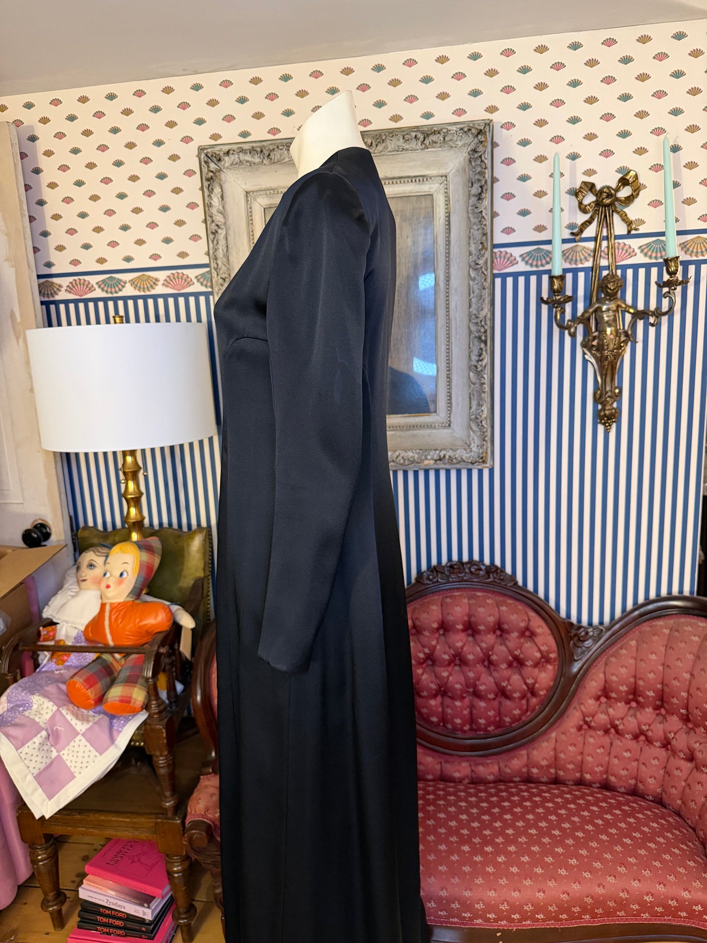 Iris Apfel's Vintage Nina Ricci Haute Couture Black Gown with Crystal Buttons