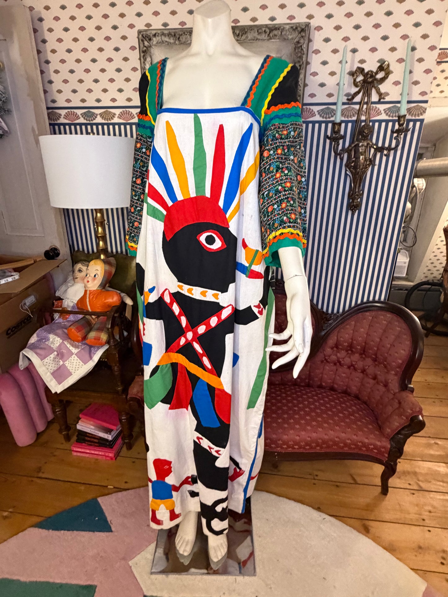 Iris Apfel's Documented Vintage One-of-a-Kind Patchwork Mexican Gown