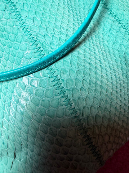 Vintage Clemente Seafoam Snakeskin 1980s Convertible Clutch