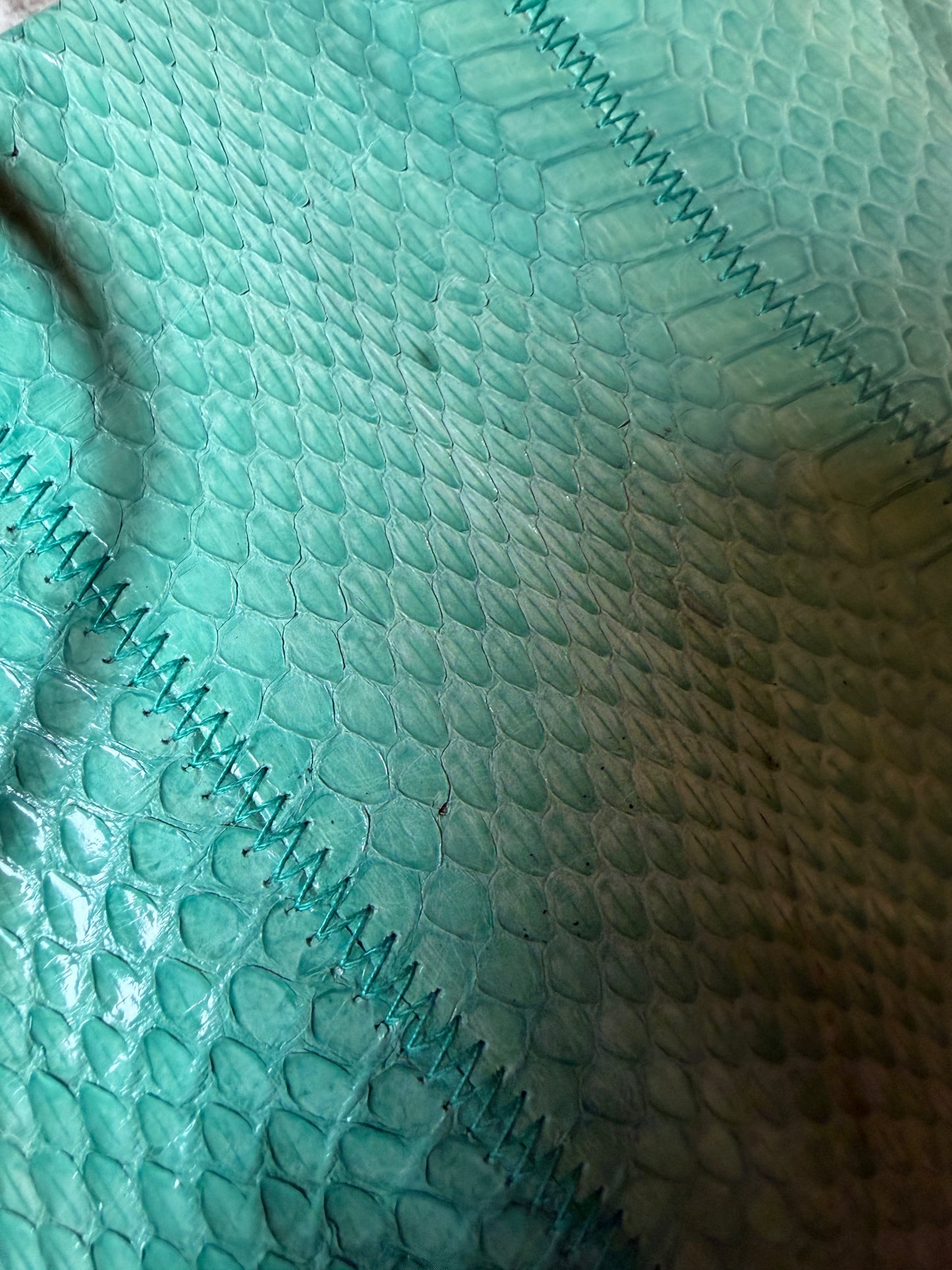 Vintage Clemente Seafoam Snakeskin 1980s Convertible Clutch