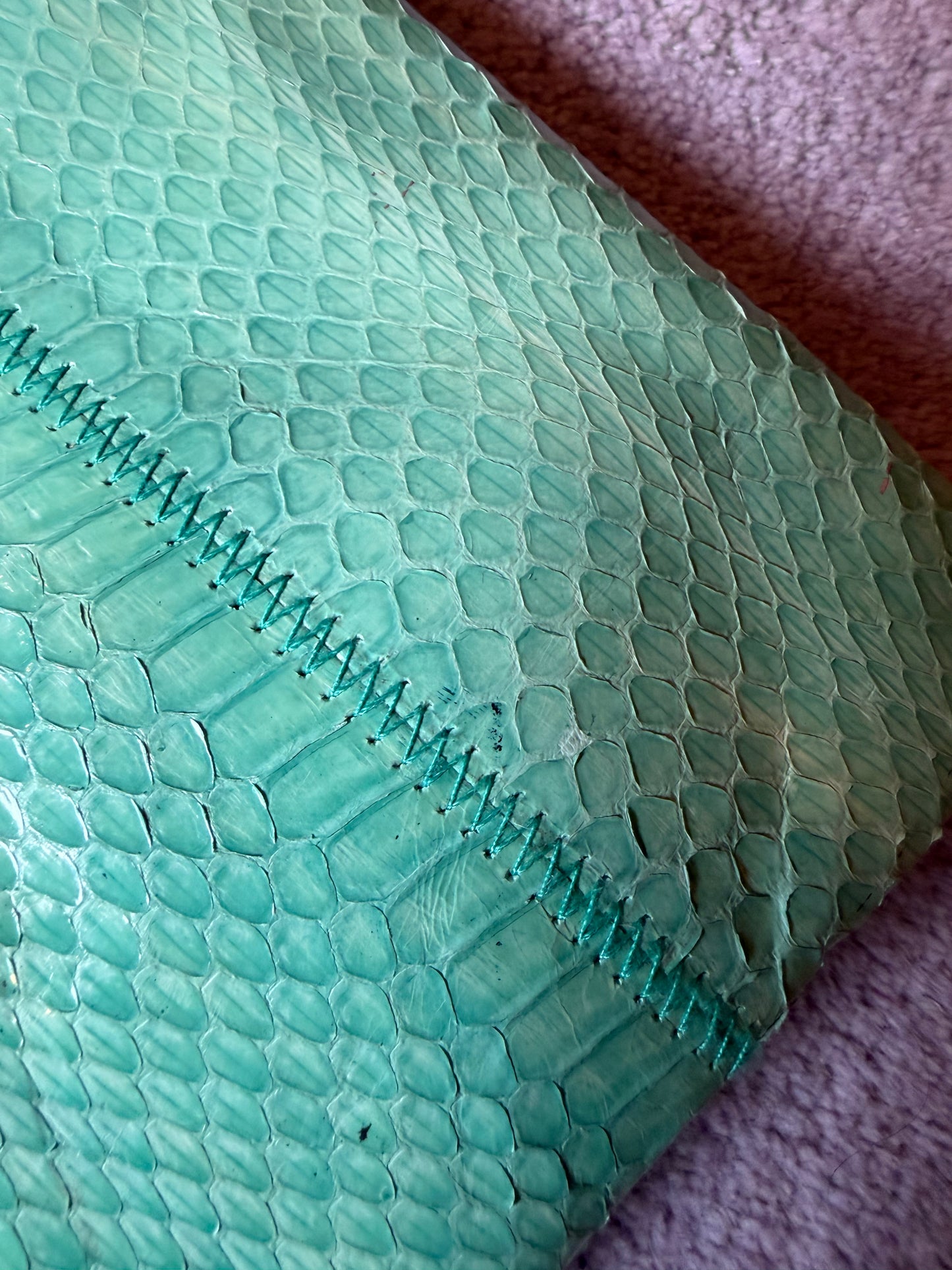 Vintage Clemente Seafoam Snakeskin 1980s Convertible Clutch