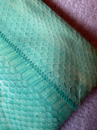 Vintage Clemente Seafoam Snakeskin 1980s Convertible Clutch