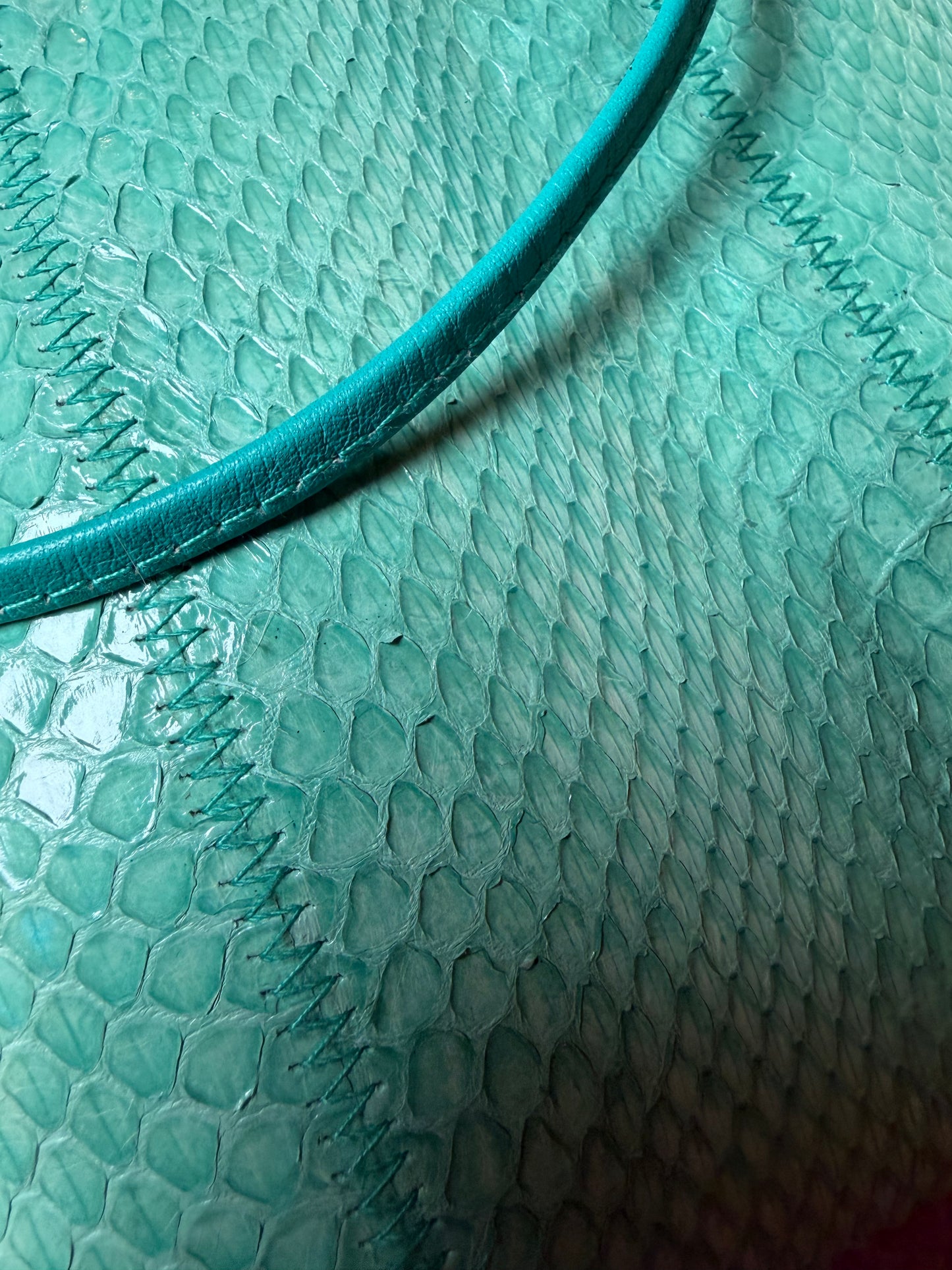 Vintage Clemente Seafoam Snakeskin 1980s Convertible Clutch