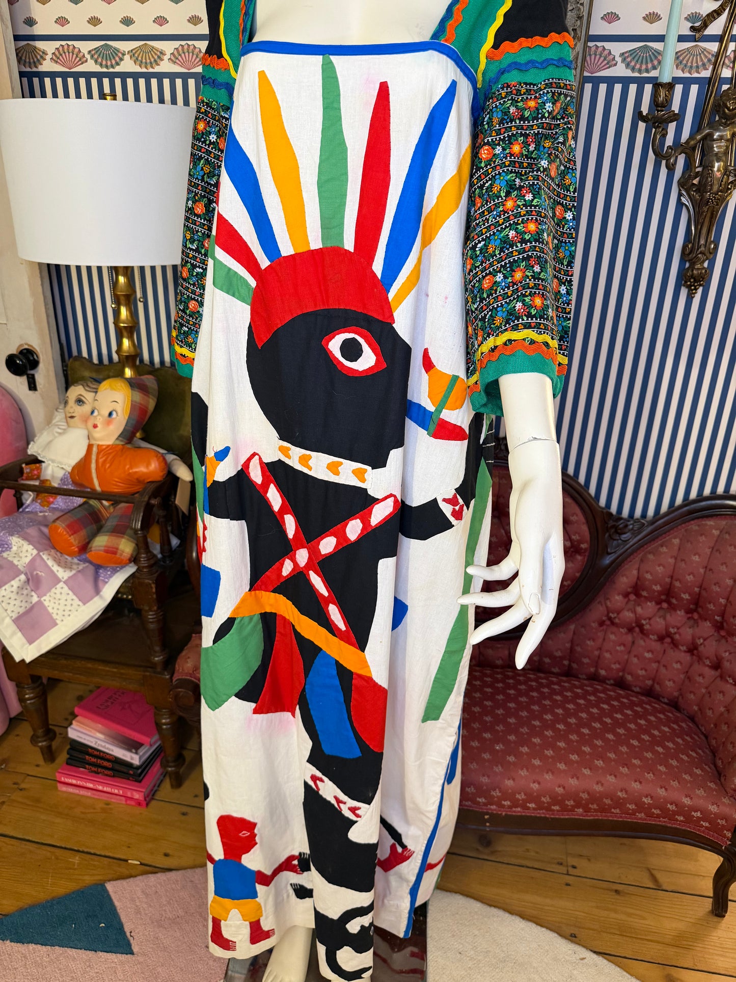 Iris Apfel's Documented Vintage One-of-a-Kind Patchwork Mexican Gown