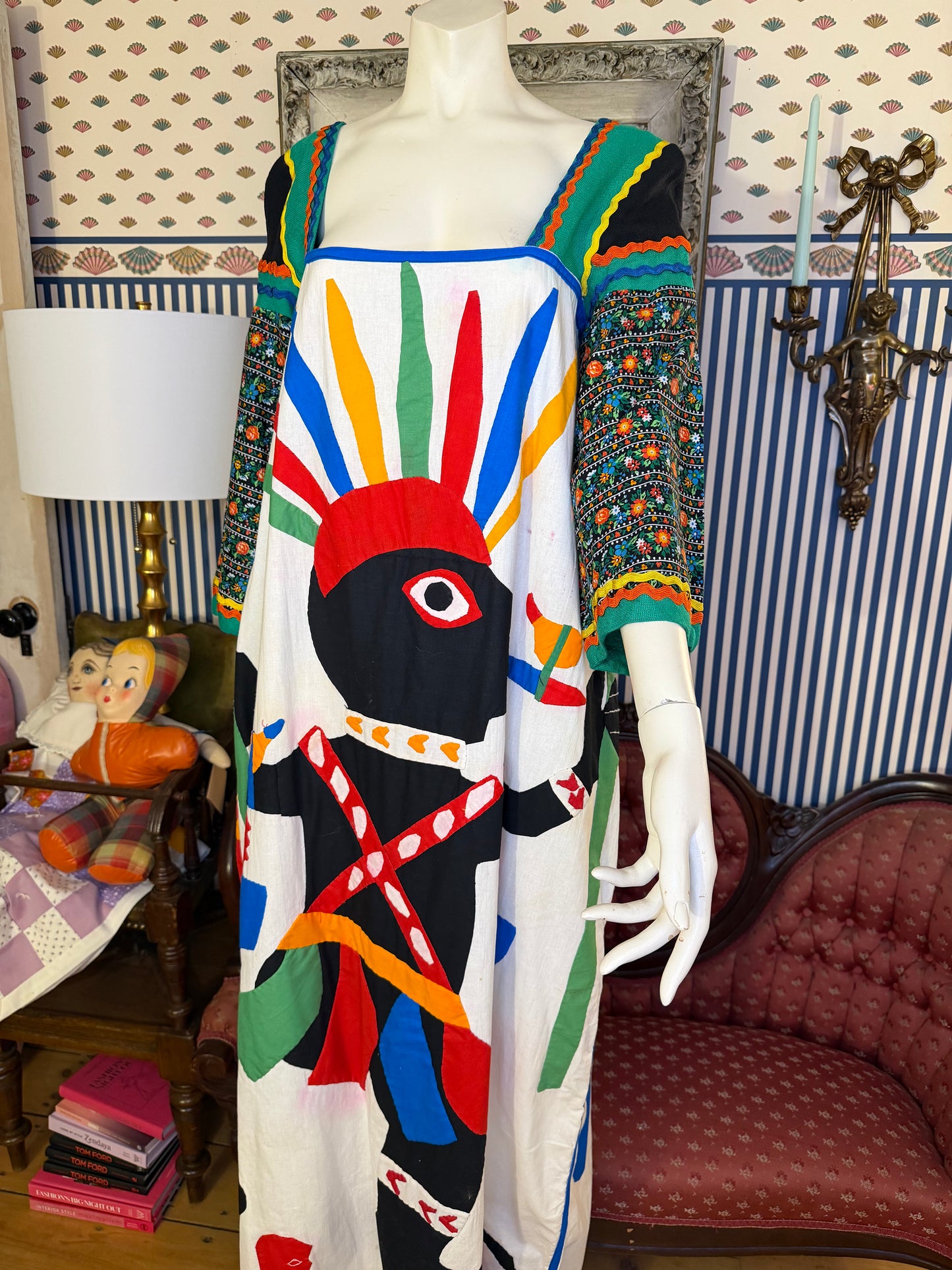 Iris Apfel's Documented Vintage One-of-a-Kind Patchwork Mexican Gown
