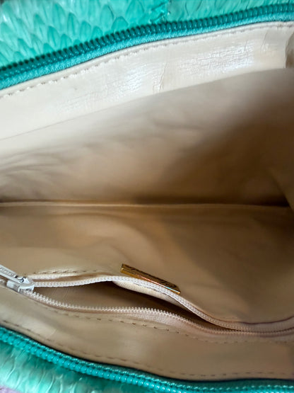 Vintage Clemente Seafoam Snakeskin 1980s Convertible Clutch