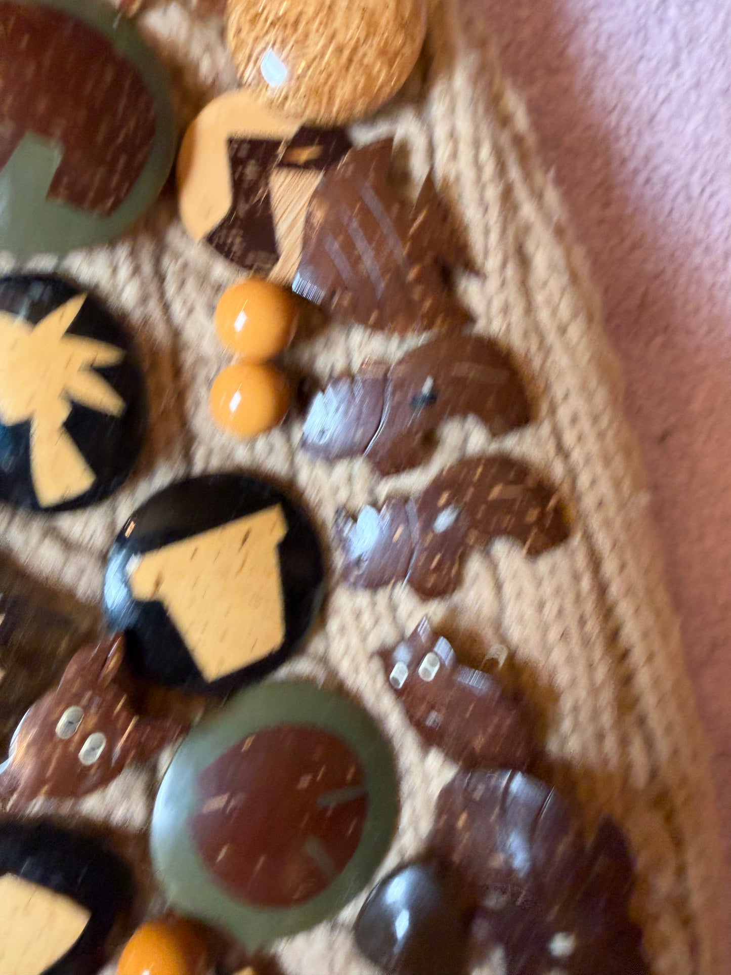Vintage One-of-a-Kind Folk Art Animal Button Bag