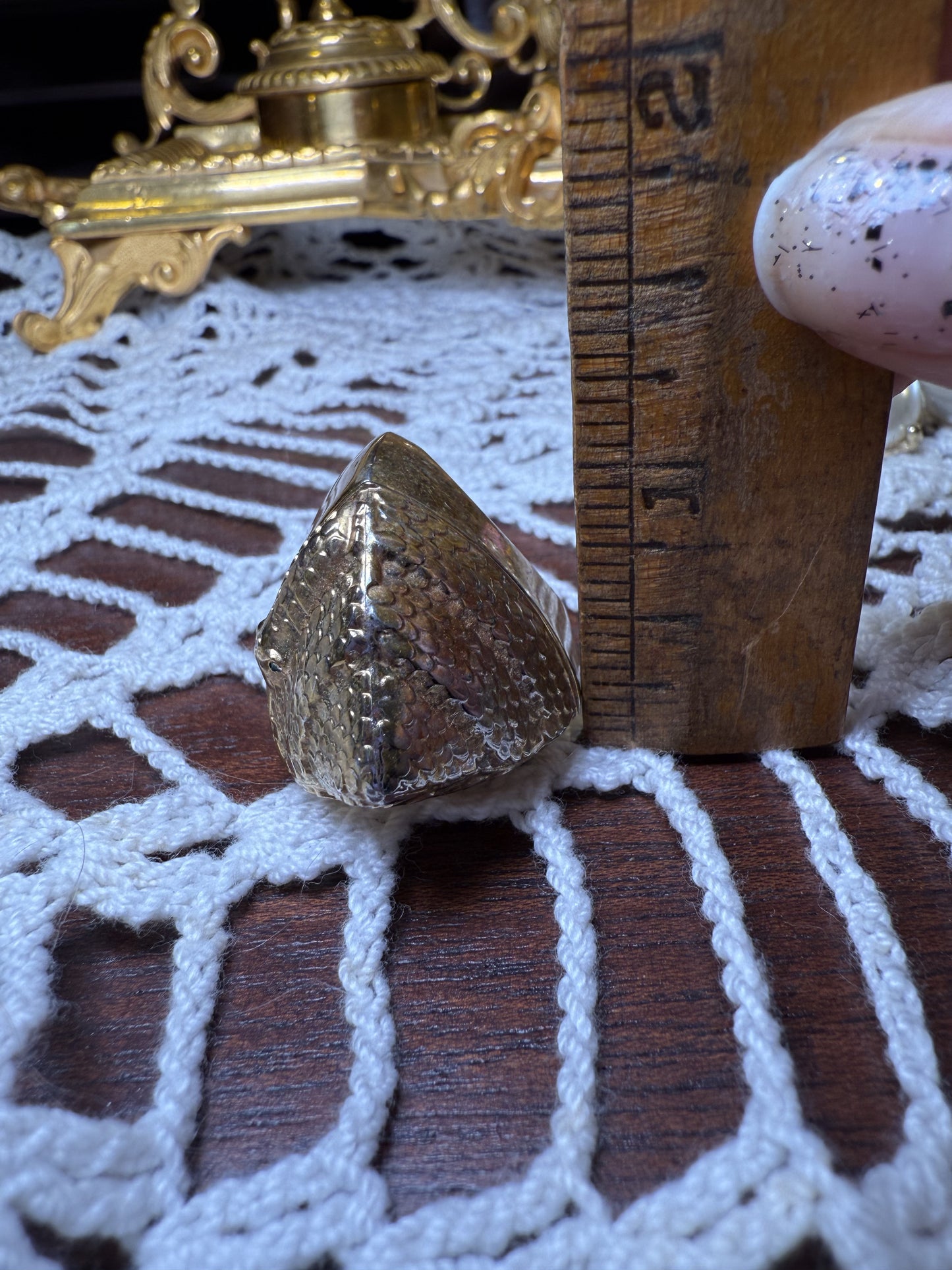 Vintage Pyramid Snake Locket Ring