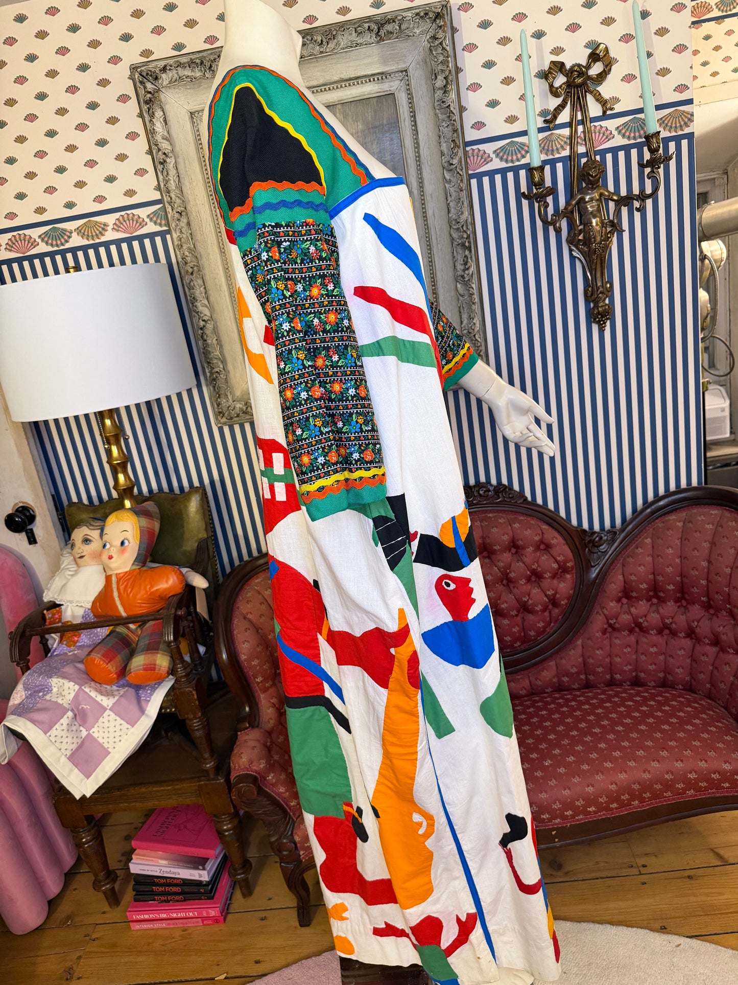 Iris Apfel's Documented Vintage One-of-a-Kind Patchwork Mexican Gown