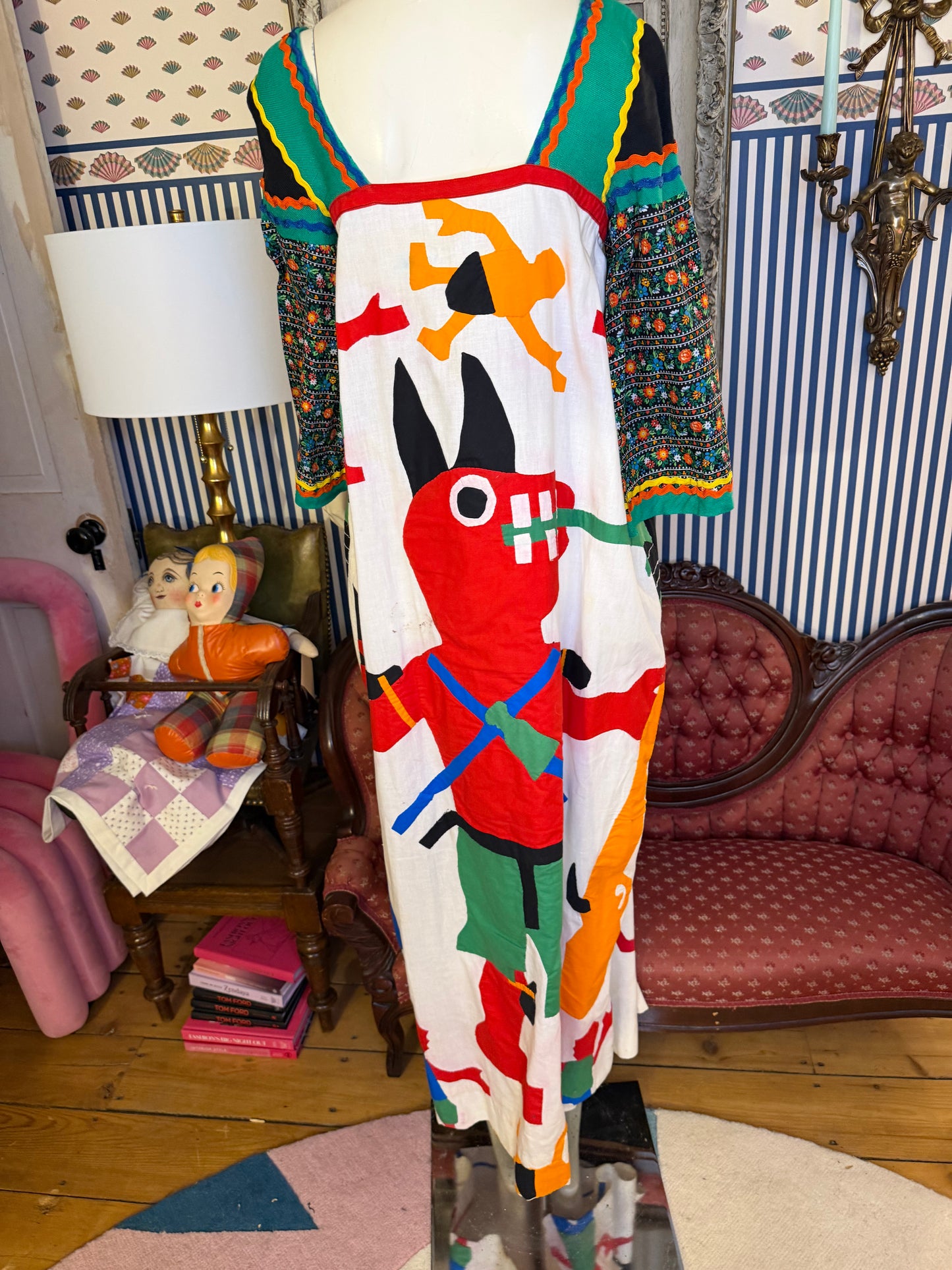 Iris Apfel's Documented Vintage One-of-a-Kind Patchwork Mexican Gown