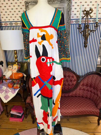 Iris Apfel's Documented Vintage One-of-a-Kind Patchwork Mexican Gown