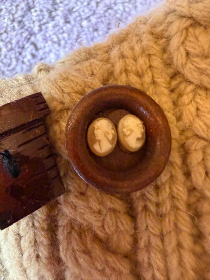 Vintage One-of-a-Kind Folk Art Animal Button Bag