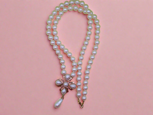 Vintage Byzantine Style Long Pearl Necklace