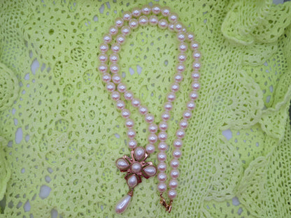 Vintage Byzantine Style Long Pearl Necklace