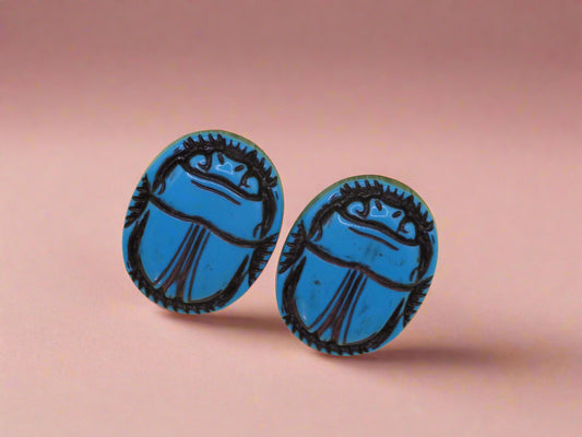 Vintage Chunky Scarab French Clip On Earrings