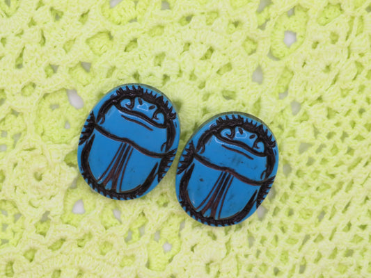 Vintage Chunky Scarab French Clip On Earrings