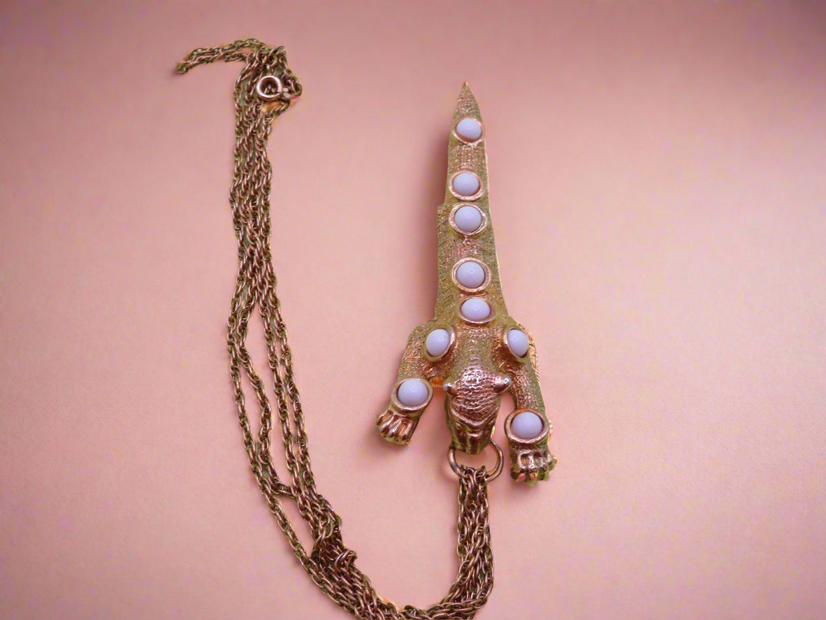 Vintage Panther Cabochon Statement Necklace