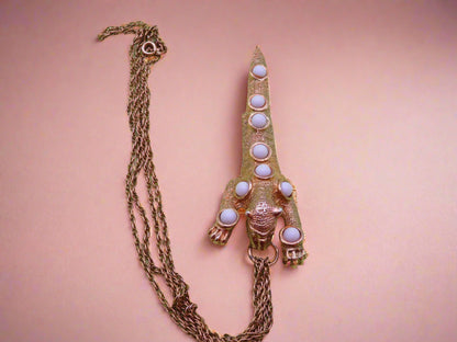 Vintage Panther Cabochon Statement Necklace