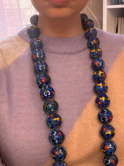 Iris Apfel's Vintage Oversized Cobalt Blue Cloisonné Necklace