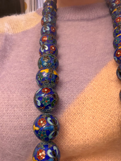 Iris Apfel's Vintage Oversized Cobalt Blue Cloisonné Necklace