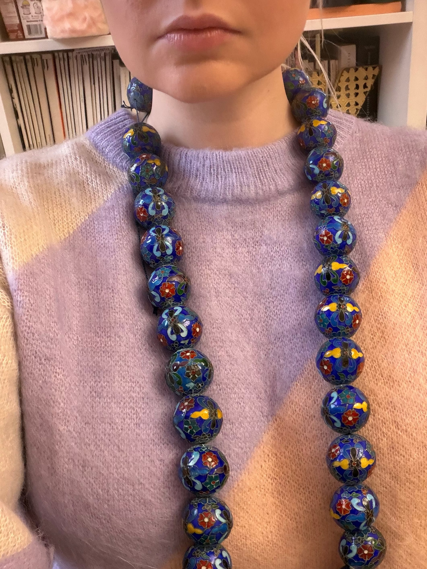 Iris Apfel's Vintage Oversized Cobalt Blue Cloisonné Necklace