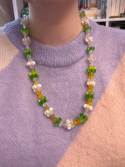 Iris Apfel's Vintage Chunky Green Flower Lucite Necklace