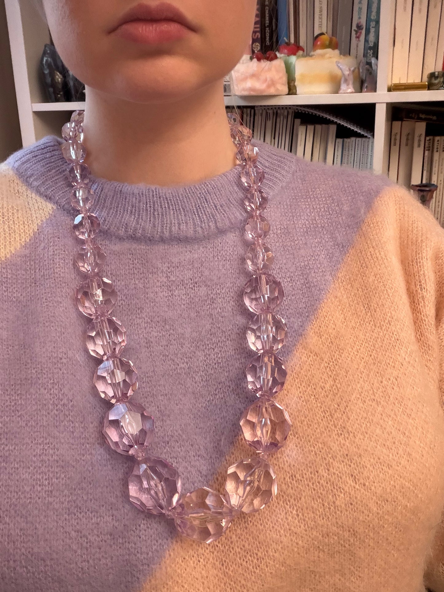 Iris Apfel's Vintage Chunky Lavender Ice Beaded Necklace