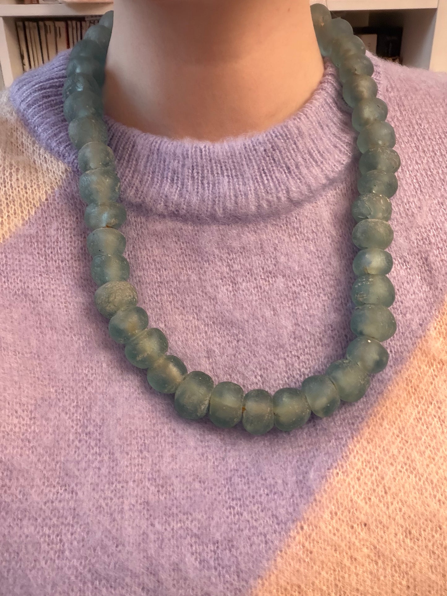 Iris Apfel's Vintage Chunky Seaform Green Glass Beaded Necklace