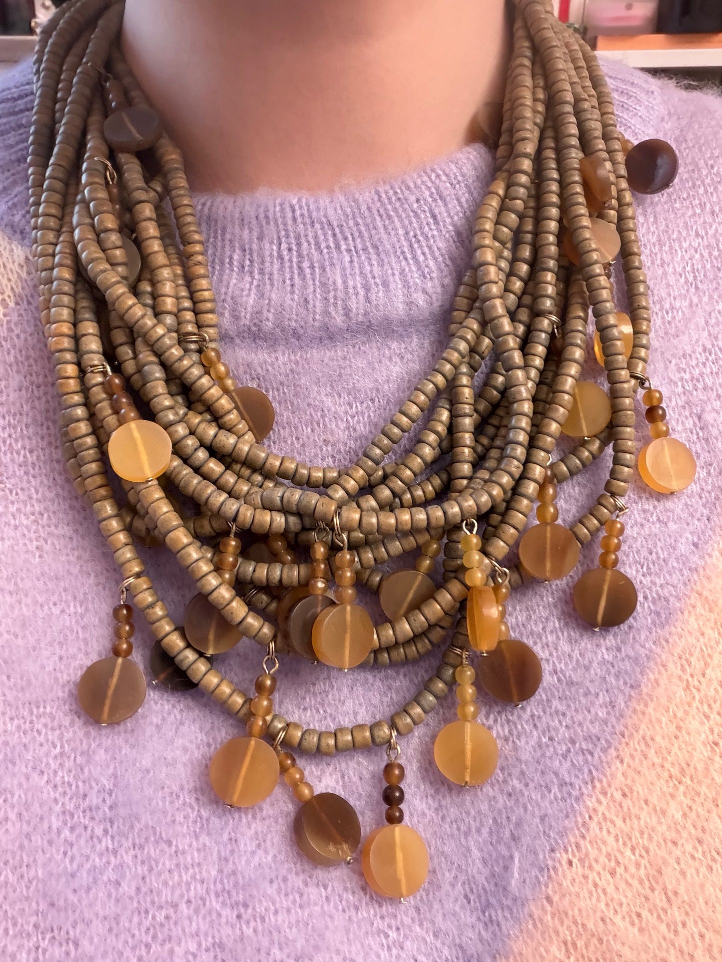 Iris Apfel's Vintage Monies Agate & Coconut Beaded Necklace