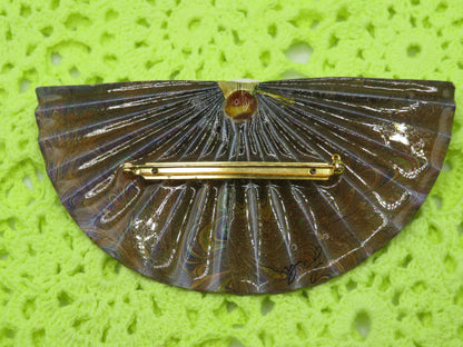 Vintage Huge Metallic Retro Fan Brooch