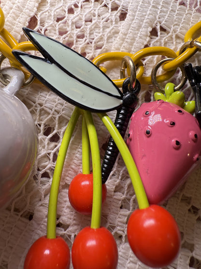 RARE Vintage Fruit Salad Charm Necklace