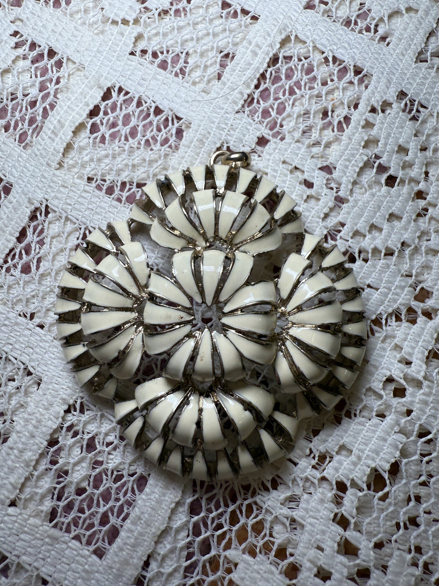 Rare Vintage Midcentury Flower Medallion Pendant