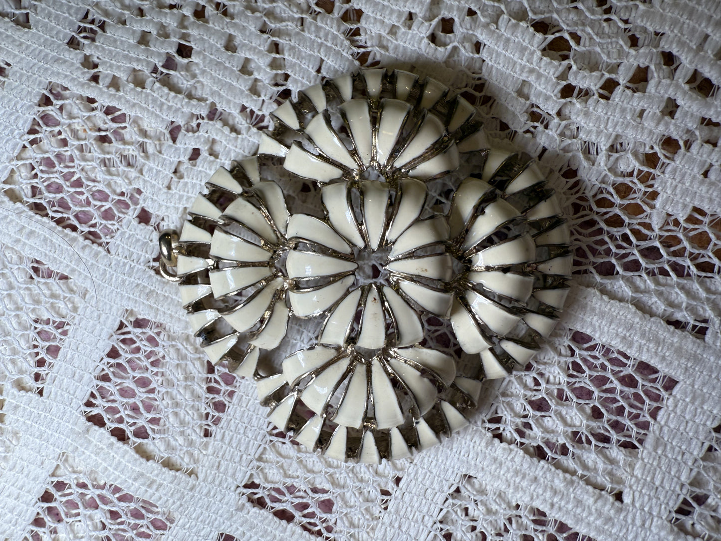 Rare Vintage Midcentury Flower Medallion Pendant