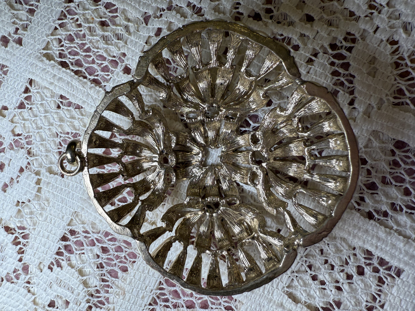 Rare Vintage Midcentury Flower Medallion Pendant