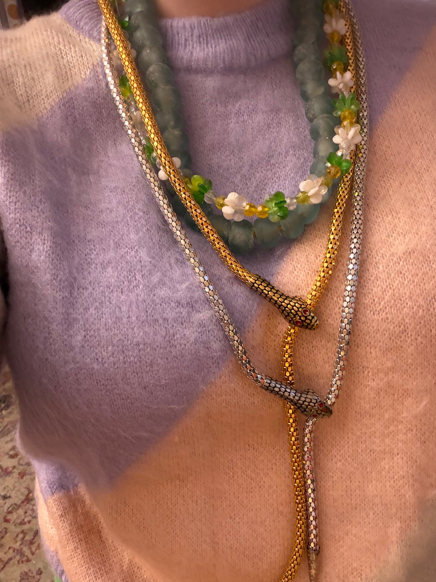Iris Apfel's Vintage Chunky Green Flower Lucite Necklace