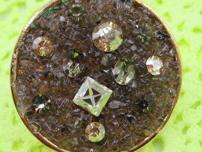 Vintage Huge Chunky Chocolate Cocktail Sparkle Ring