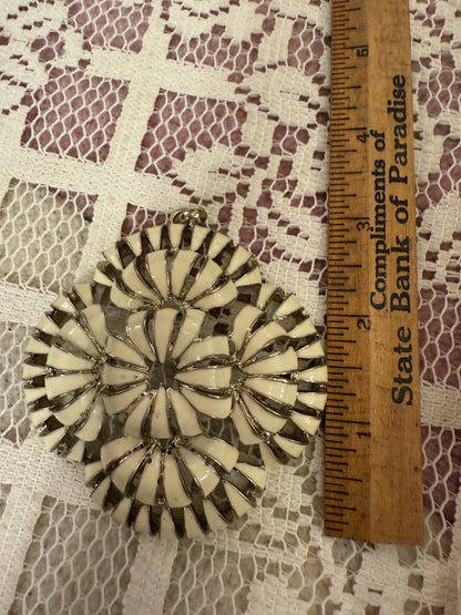 Rare Vintage Midcentury Flower Medallion Pendant