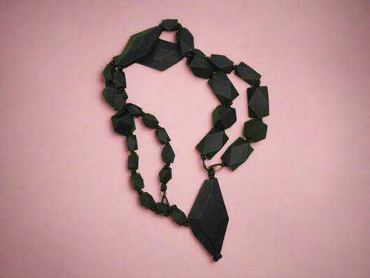 Vintage Carved Ebony Sculptural Necklace