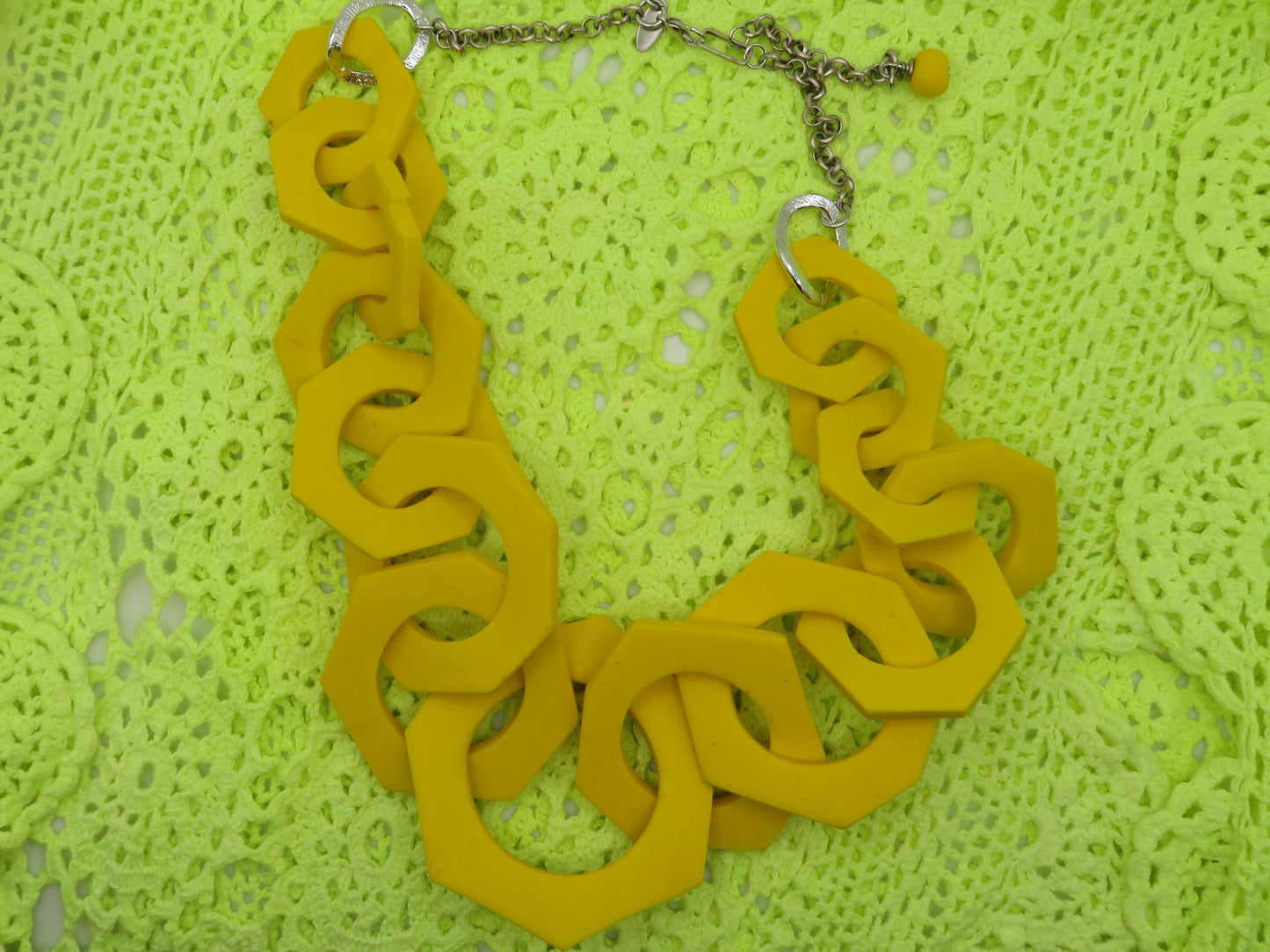 Iris Apfel's Yellow Geometric Statement Necklace