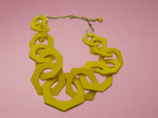 Iris Apfel's Yellow Geometric Statement Necklace