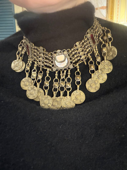 Iris Apfel's Vintage Antiqued Kuchi Mirror Coin Necklace