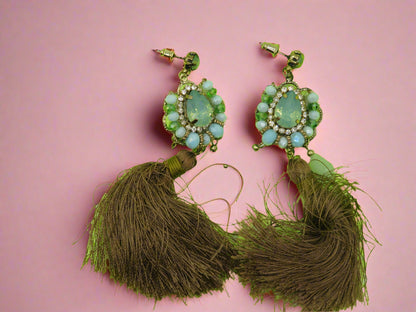 Iris Apfel's Minty Crystal Fringe Earrings
