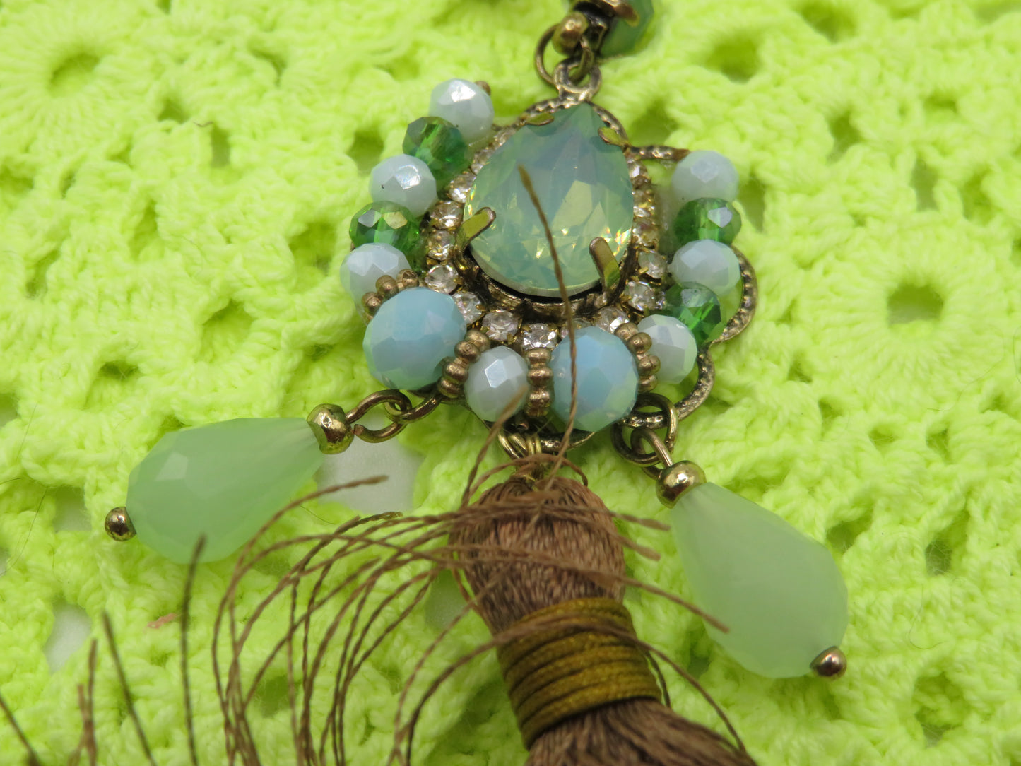 Iris Apfel's Minty Crystal Fringe Earrings