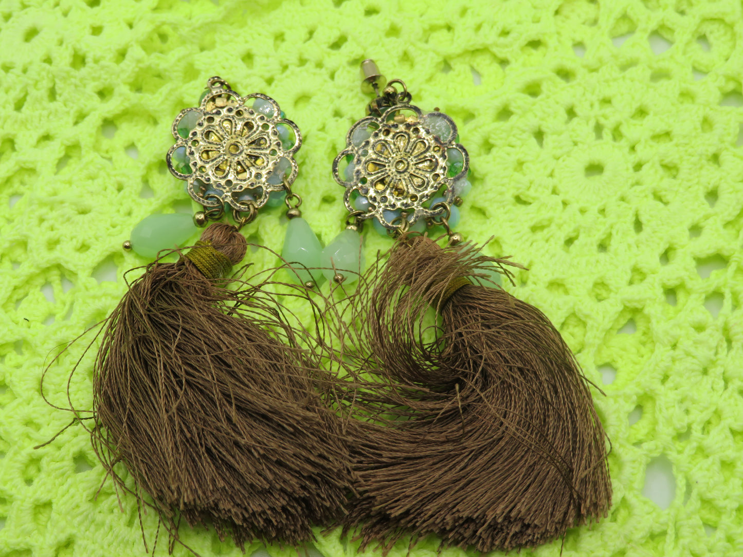 Iris Apfel's Minty Crystal Fringe Earrings